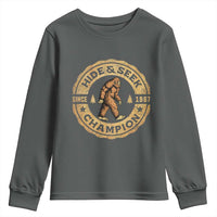 Retro Bigfoot Believer Youth Sweatshirt Undefeated Sasquatch Hide And Seek Cryptozoology - Wonder Print Shop
