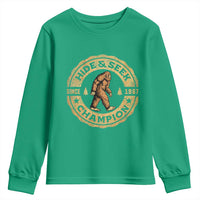 Retro Bigfoot Believer Youth Sweatshirt Undefeated Sasquatch Hide And Seek Cryptozoology - Wonder Print Shop