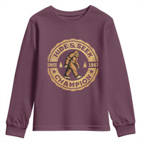 Retro Bigfoot Believer Youth Sweatshirt Undefeated Sasquatch Hide And Seek Cryptozoology - Wonder Print Shop
