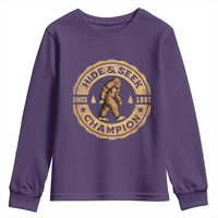 Retro Bigfoot Believer Youth Sweatshirt Undefeated Sasquatch Hide And Seek Cryptozoology - Wonder Print Shop
