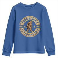 Retro Bigfoot Believer Youth Sweatshirt Undefeated Sasquatch Hide And Seek Cryptozoology - Wonder Print Shop
