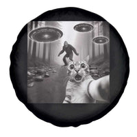 Cat Selfie With Bigfoot UFO Spare Tire Cover Funny Cat Lover Gifts - Wonder Print Shop