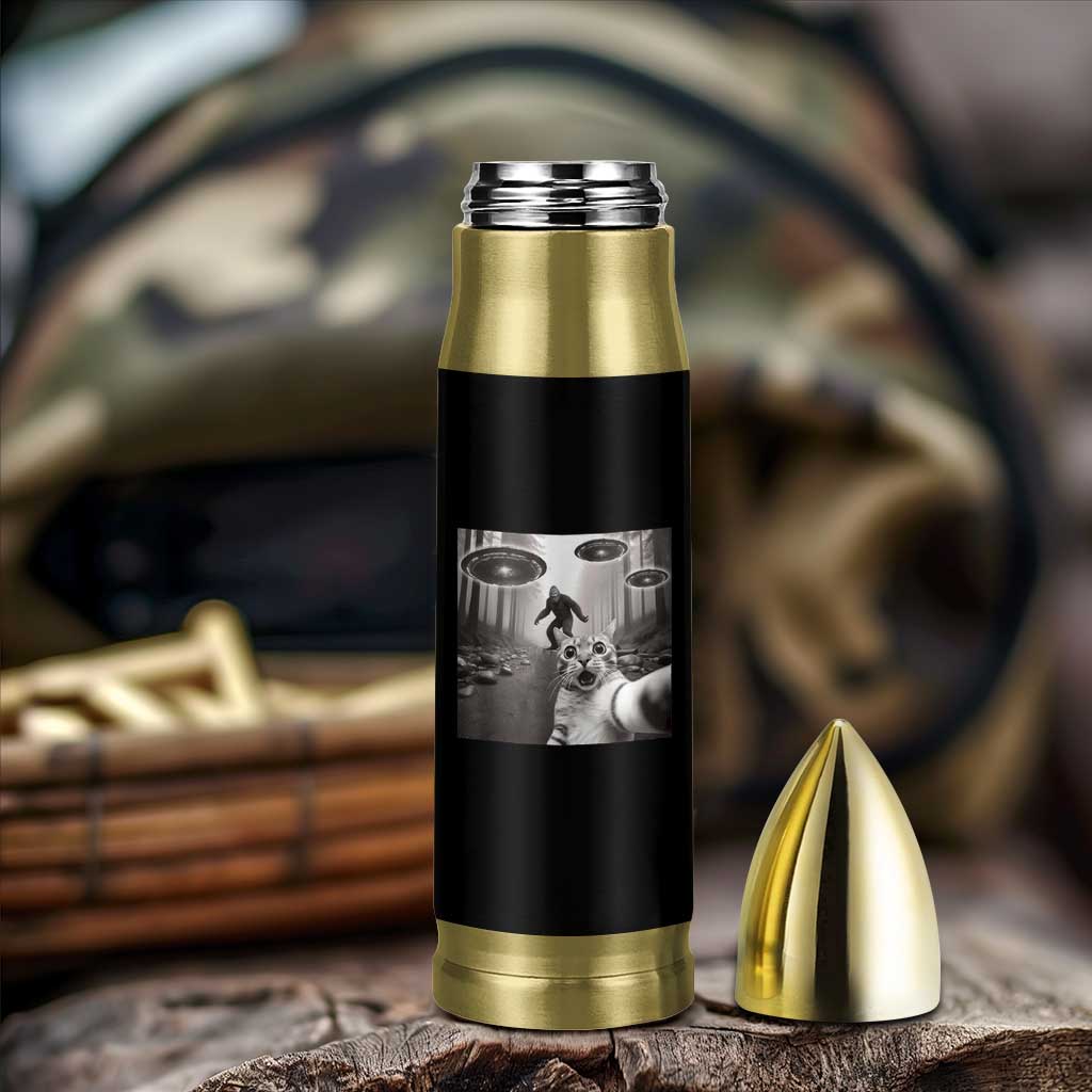 Cat Selfie With Bigfoot UFO Bullet Tumbler Funny Cat Lover Gifts - Wonder Print Shop