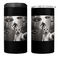 Cat Selfie With Bigfoot UFO 4 in 1 Can Cooler Tumbler Funny Cat Lover Gifts - Wonder Print Shop