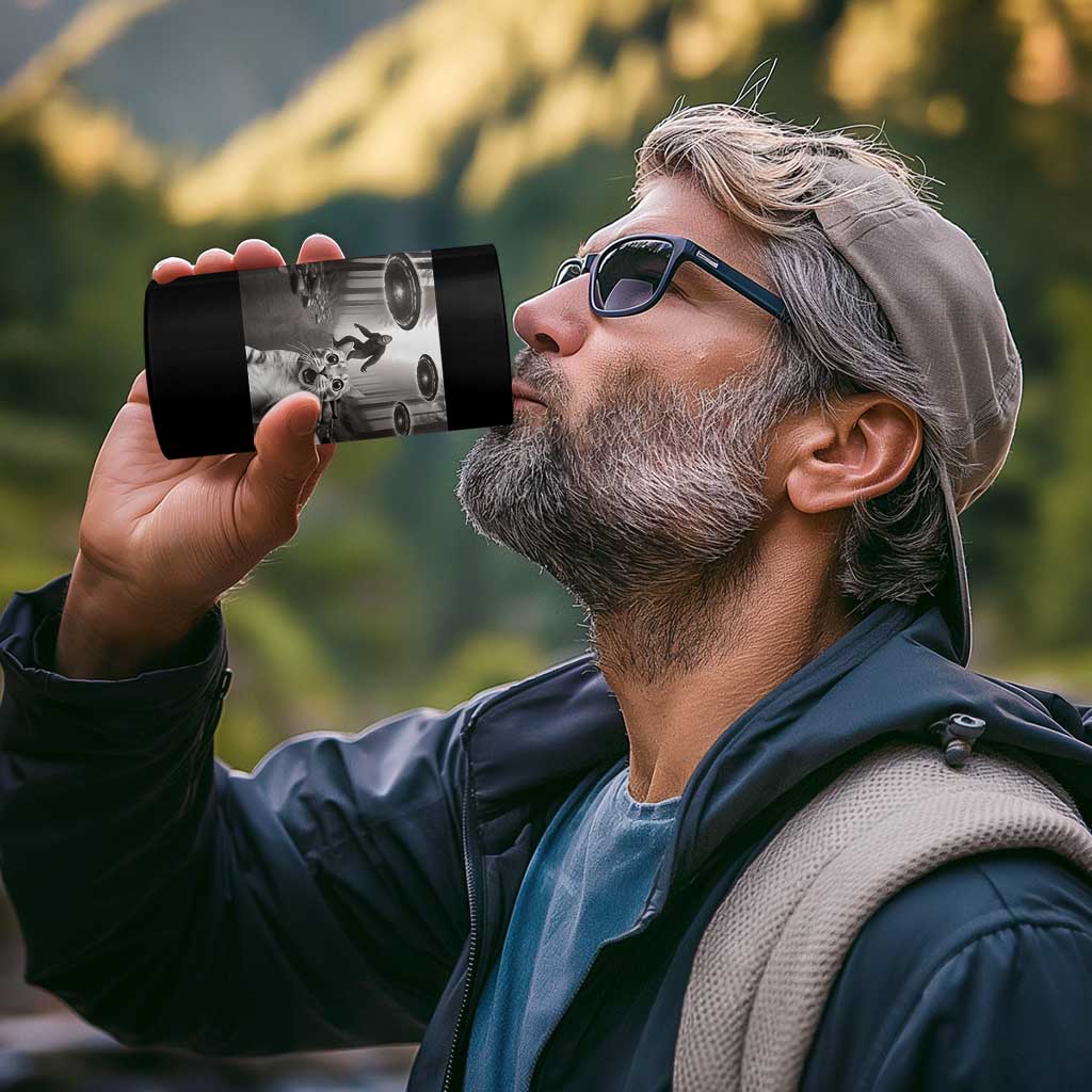 Cat Selfie With Bigfoot UFO 4 in 1 Can Cooler Tumbler Funny Cat Lover Gifts - Wonder Print Shop