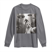 Cat Selfie With Bigfoot UFO Long Sleeve Shirt Funny Cat Lover Gifts - Wonder Print Shop
