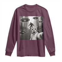 Cat Selfie With Bigfoot UFO Long Sleeve Shirt Funny Cat Lover Gifts - Wonder Print Shop