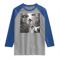 Cat Selfie With Bigfoot UFO Raglan Shirt Funny Cat Lover Gifts - Wonder Print Shop
