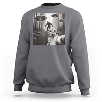 Cat Selfie With Bigfoot UFO Sweatshirt Funny Cat Lover Gifts - Wonder Print Shop