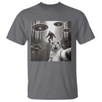 Cat Selfie With Bigfoot UFO T Shirt Funny Cat Lover Gifts - Wonder Print Shop