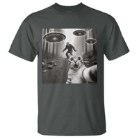 Cat Selfie With Bigfoot UFO T Shirt Funny Cat Lover Gifts - Wonder Print Shop