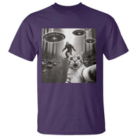 Cat Selfie With Bigfoot UFO T Shirt Funny Cat Lover Gifts - Wonder Print Shop