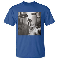 Cat Selfie With Bigfoot UFO T Shirt Funny Cat Lover Gifts - Wonder Print Shop