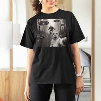Cat Selfie With Bigfoot UFO T Shirt For Women Funny Cat Lover Gifts - Wonder Print Shop