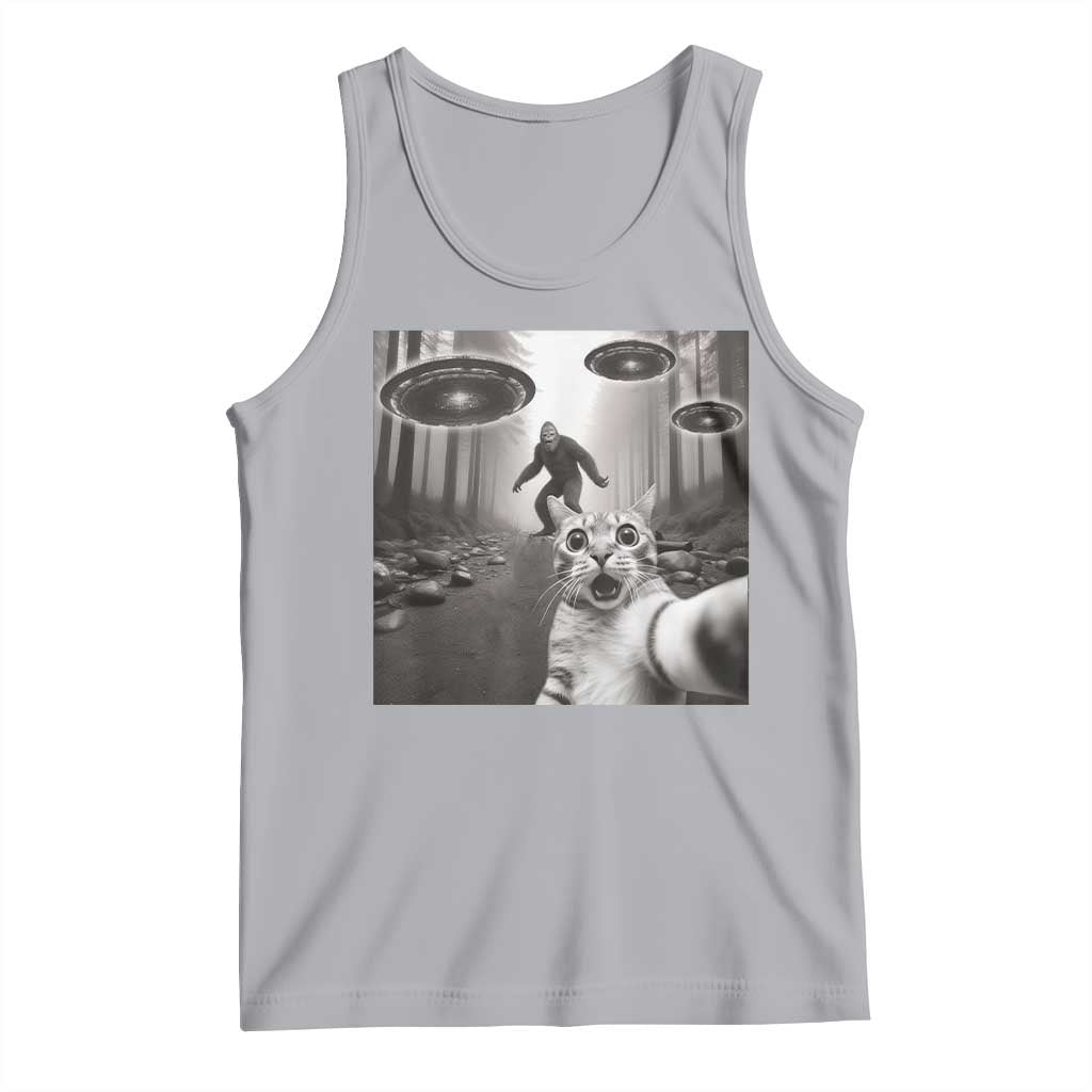 Cat Selfie With Bigfoot UFO Tank Top Funny Cat Lover Gifts - Wonder Print Shop