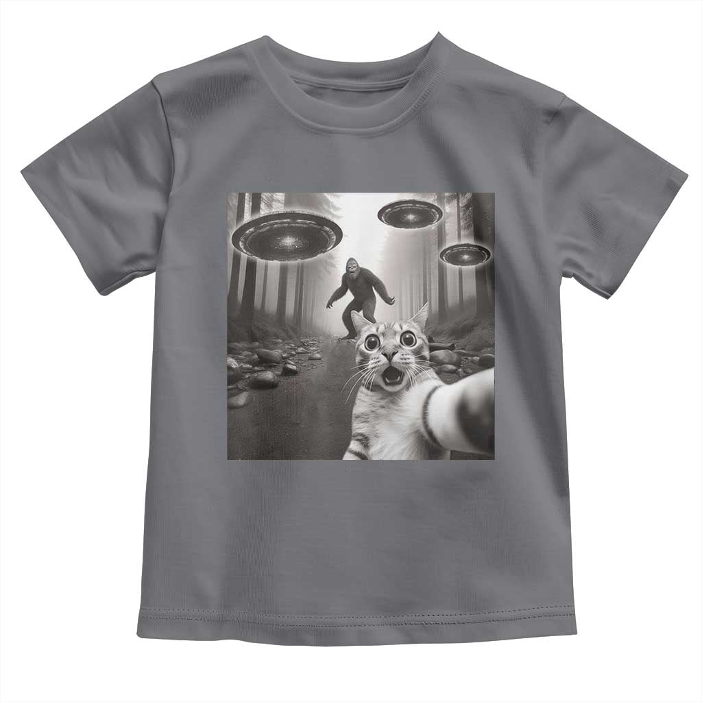 Cat Selfie With Bigfoot UFO Toddler T Shirt Funny Cat Lover Gifts - Wonder Print Shop