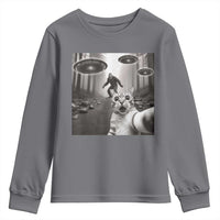 Cat Selfie With Bigfoot UFO Youth Sweatshirt Funny Cat Lover Gifts - Wonder Print Shop