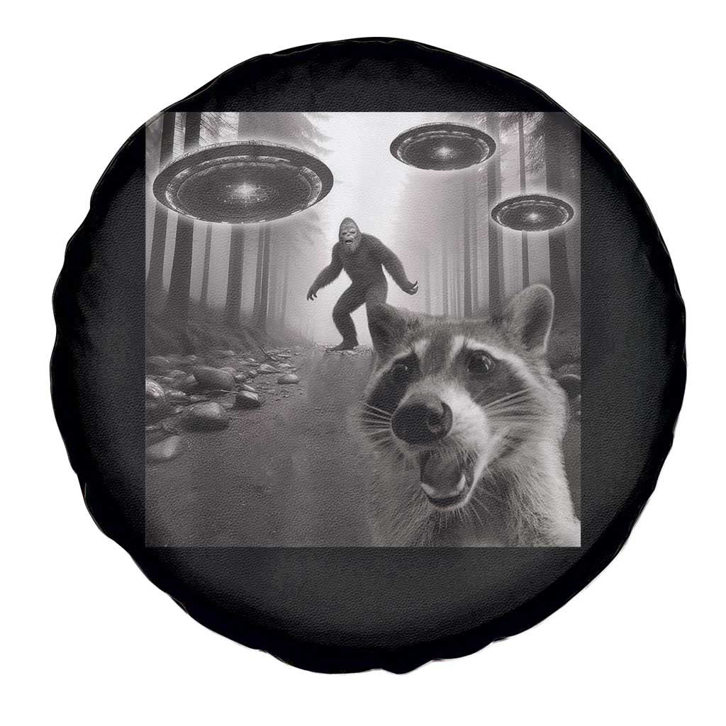 Raccoon Selfie With Bigfoot UFO Spare Tire Cover Funny Feral Lover Gifts - Wonder Print Shop