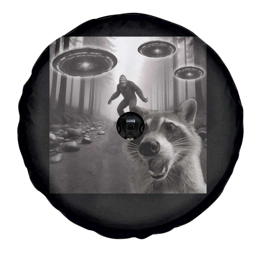 Raccoon Selfie With Bigfoot UFO Spare Tire Cover Funny Feral Lover Gifts - Wonder Print Shop