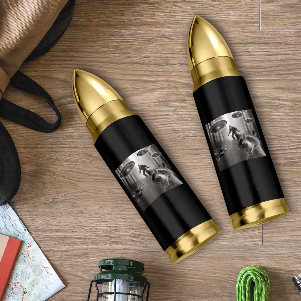 Raccoon Selfie With Bigfoot UFO Bullet Tumbler Funny Feral Lover Gifts - Wonder Print Shop