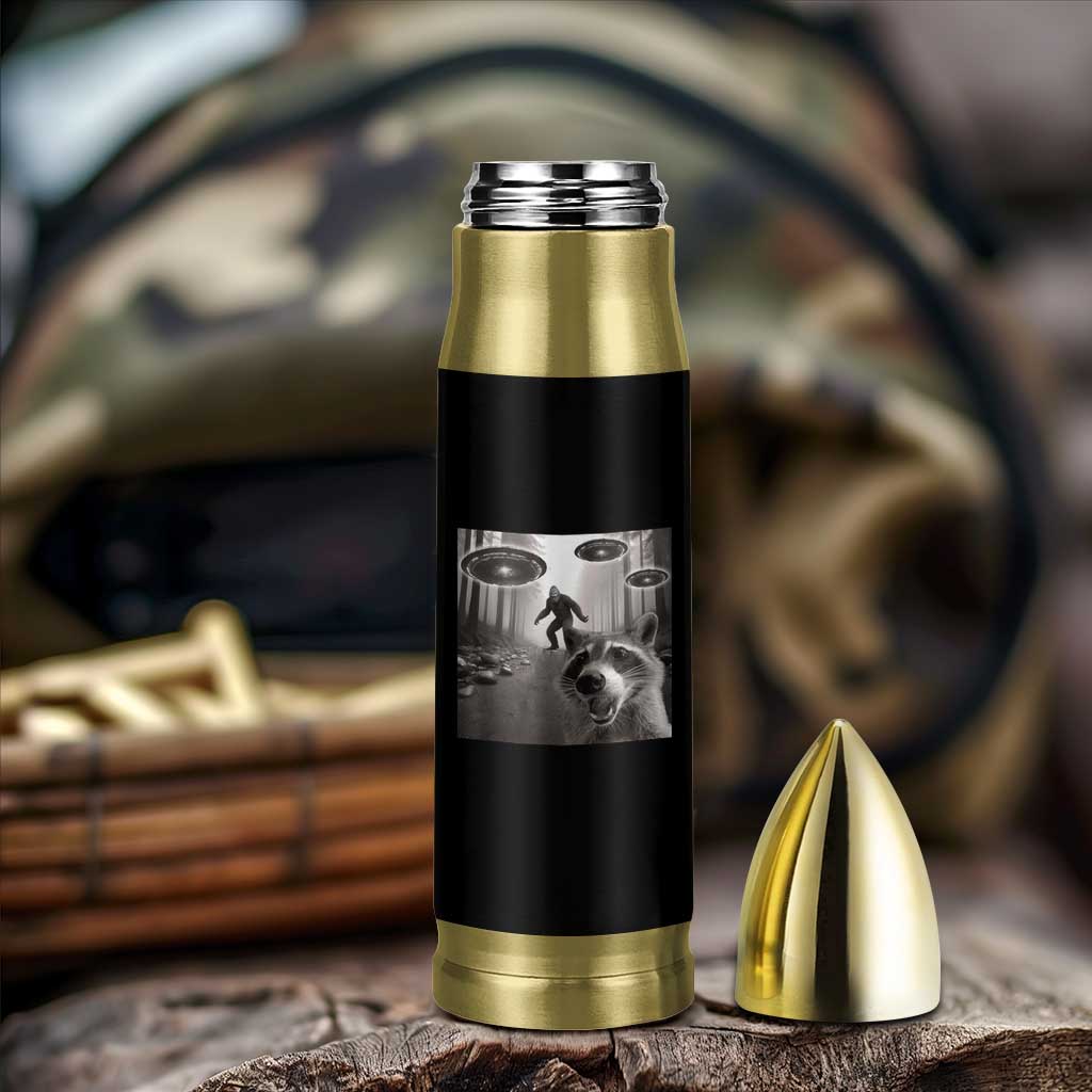 Raccoon Selfie With Bigfoot UFO Bullet Tumbler Funny Feral Lover Gifts - Wonder Print Shop