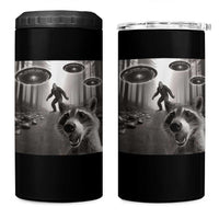 Raccoon Selfie With Bigfoot UFO 4 in 1 Can Cooler Tumbler Funny Feral Lover Gifts - Wonder Print Shop