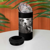 Raccoon Selfie With Bigfoot UFO 4 in 1 Can Cooler Tumbler Funny Feral Lover Gifts - Wonder Print Shop
