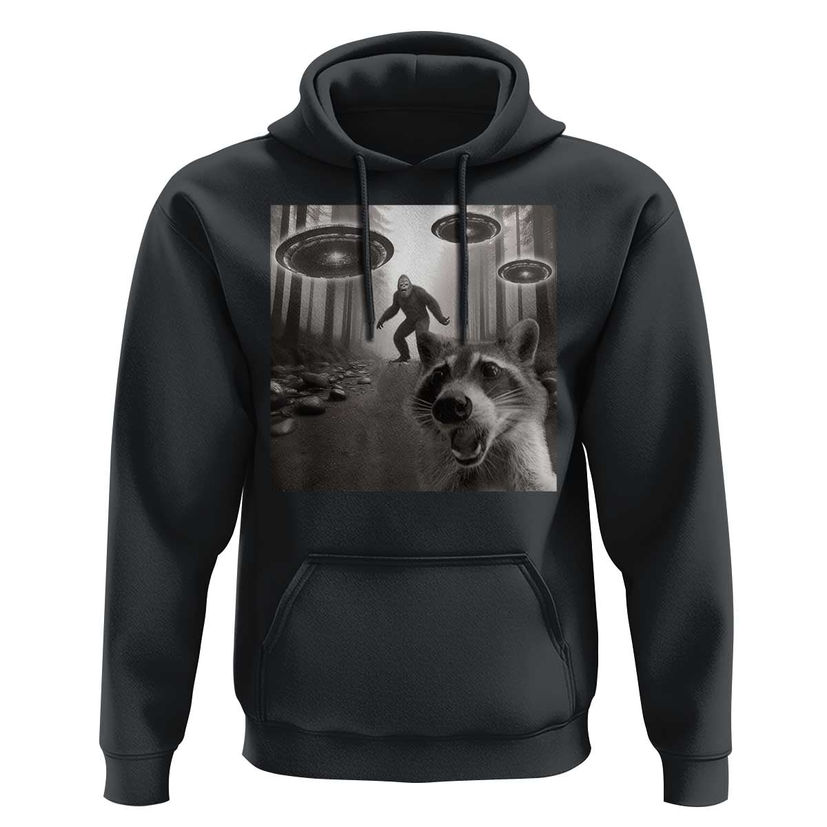 Raccoon Selfie With Bigfoot UFO Hoodie Funny Feral Lover Gifts - Wonder Print Shop