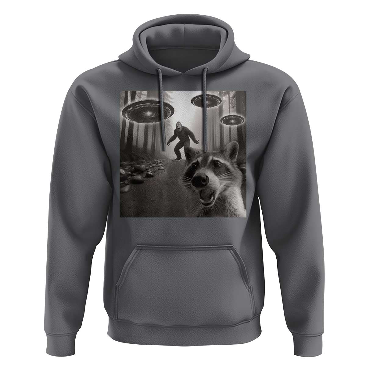 Raccoon Selfie With Bigfoot UFO Hoodie Funny Feral Lover Gifts - Wonder Print Shop