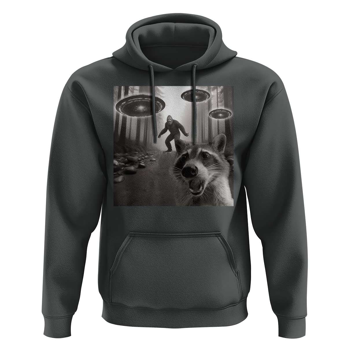 Raccoon Selfie With Bigfoot UFO Hoodie Funny Feral Lover Gifts - Wonder Print Shop