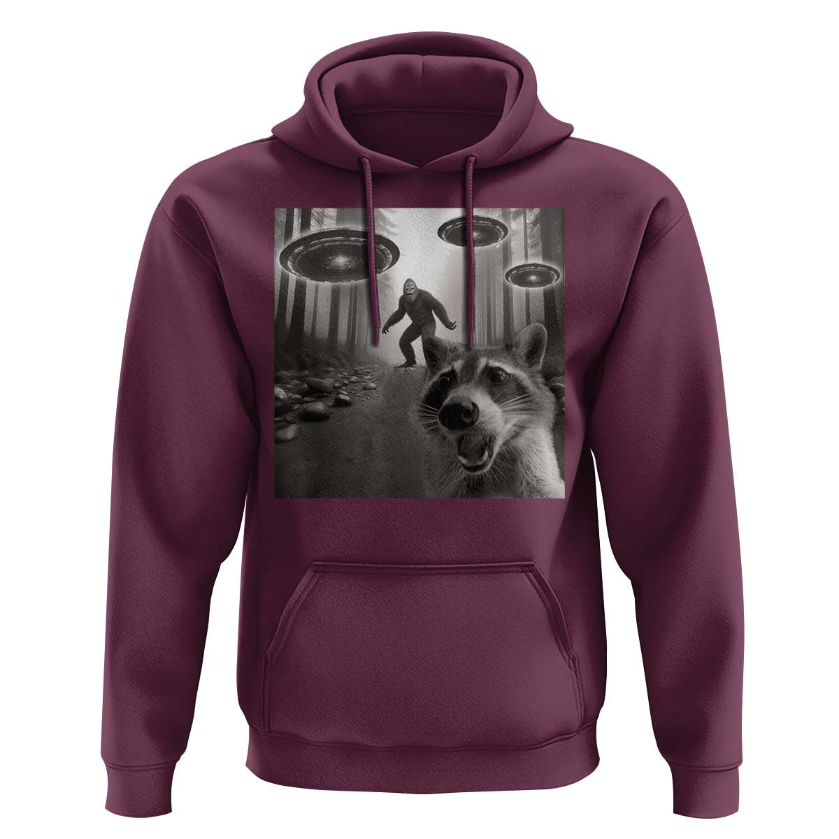 Raccoon Selfie With Bigfoot UFO Hoodie Funny Feral Lover Gifts - Wonder Print Shop