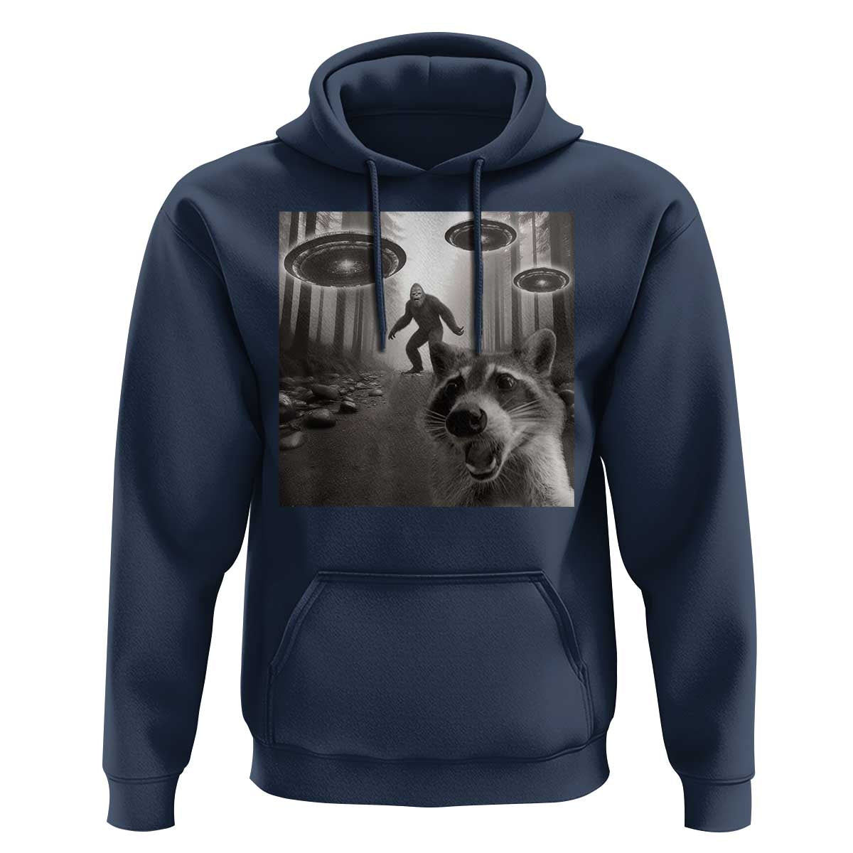 Raccoon Selfie With Bigfoot UFO Hoodie Funny Feral Lover Gifts - Wonder Print Shop