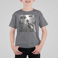 Raccoon Selfie With Bigfoot UFO T Shirt For Kid Funny Feral Lover Gifts - Wonder Print Shop