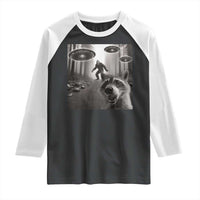 Raccoon Selfie With Bigfoot UFO Raglan Shirt Funny Feral Lover Gifts - Wonder Print Shop