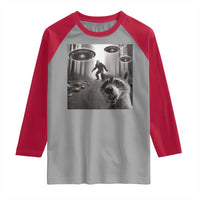 Raccoon Selfie With Bigfoot UFO Raglan Shirt Funny Feral Lover Gifts - Wonder Print Shop