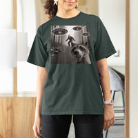 Raccoon Selfie With Bigfoot UFO T Shirt For Women Funny Feral Lover Gifts - Wonder Print Shop