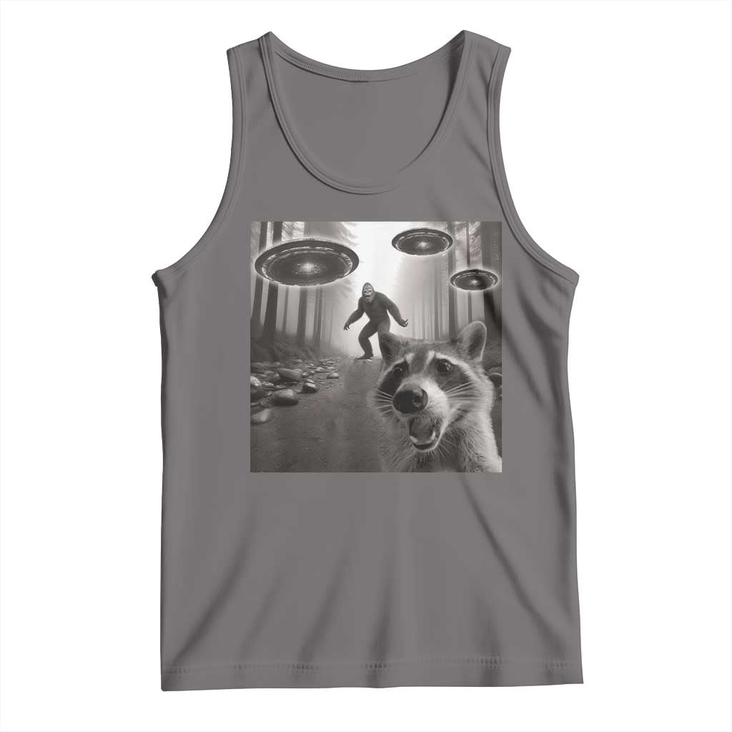 Raccoon Selfie With Bigfoot UFO Tank Top Funny Feral Lover Gifts - Wonder Print Shop