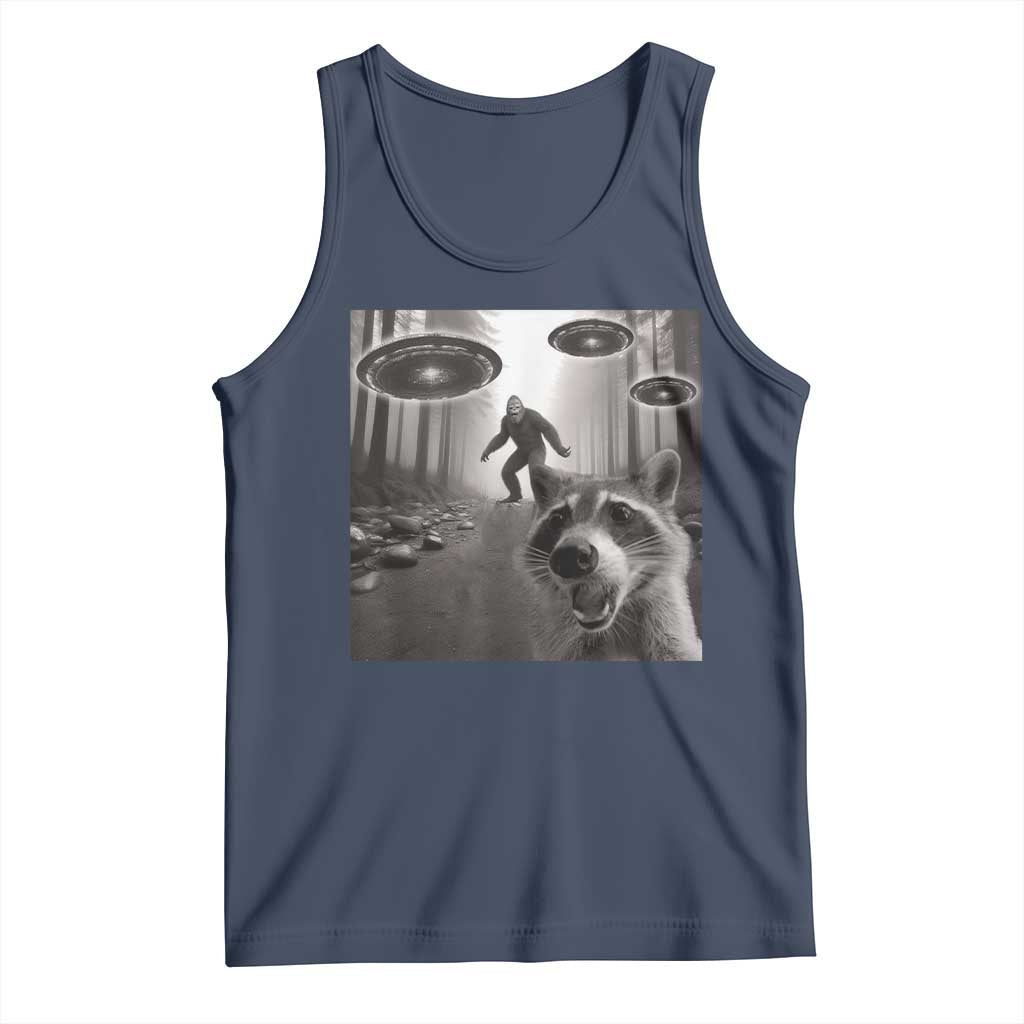 Raccoon Selfie With Bigfoot UFO Tank Top Funny Feral Lover Gifts - Wonder Print Shop