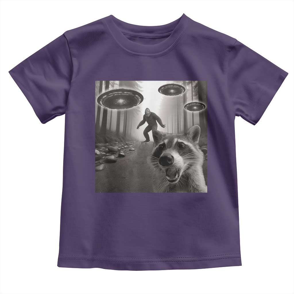 Raccoon Selfie With Bigfoot UFO Toddler T Shirt Funny Feral Lover Gifts - Wonder Print Shop