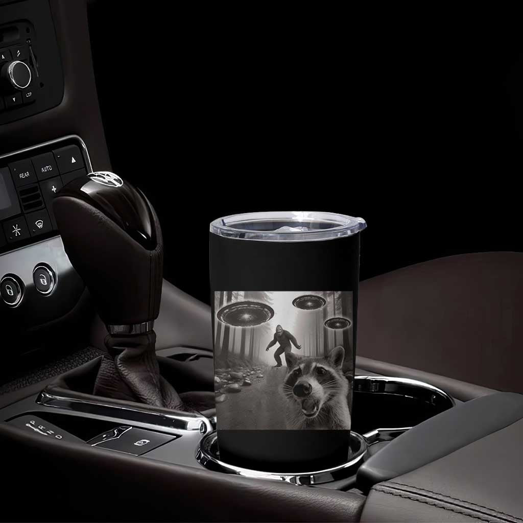 Raccoon Selfie With Bigfoot UFO Tumbler Cup Funny Feral Lover Gifts - Wonder Print Shop