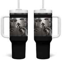 Raccoon Selfie With Bigfoot UFO Tumbler With Handle Funny Feral Lover Gifts - Wonder Print Shop