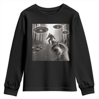 Raccoon Selfie With Bigfoot UFO Youth Sweatshirt Funny Feral Lover Gifts - Wonder Print Shop