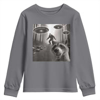 Raccoon Selfie With Bigfoot UFO Youth Sweatshirt Funny Feral Lover Gifts - Wonder Print Shop