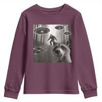 Raccoon Selfie With Bigfoot UFO Youth Sweatshirt Funny Feral Lover Gifts - Wonder Print Shop