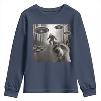 Raccoon Selfie With Bigfoot UFO Youth Sweatshirt Funny Feral Lover Gifts - Wonder Print Shop