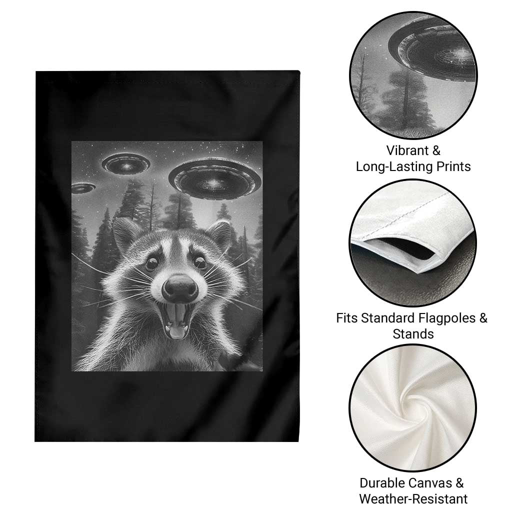 Racoon Meme Garden Flag Selfie With Alien UFO - Wonder Print Shop