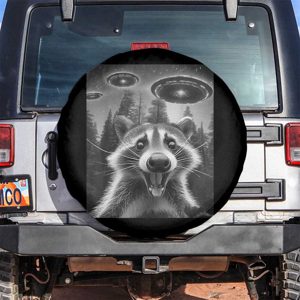 Racoon Meme Spare Tire Cover Selfie With Alien UFO - Wonder Print Shop