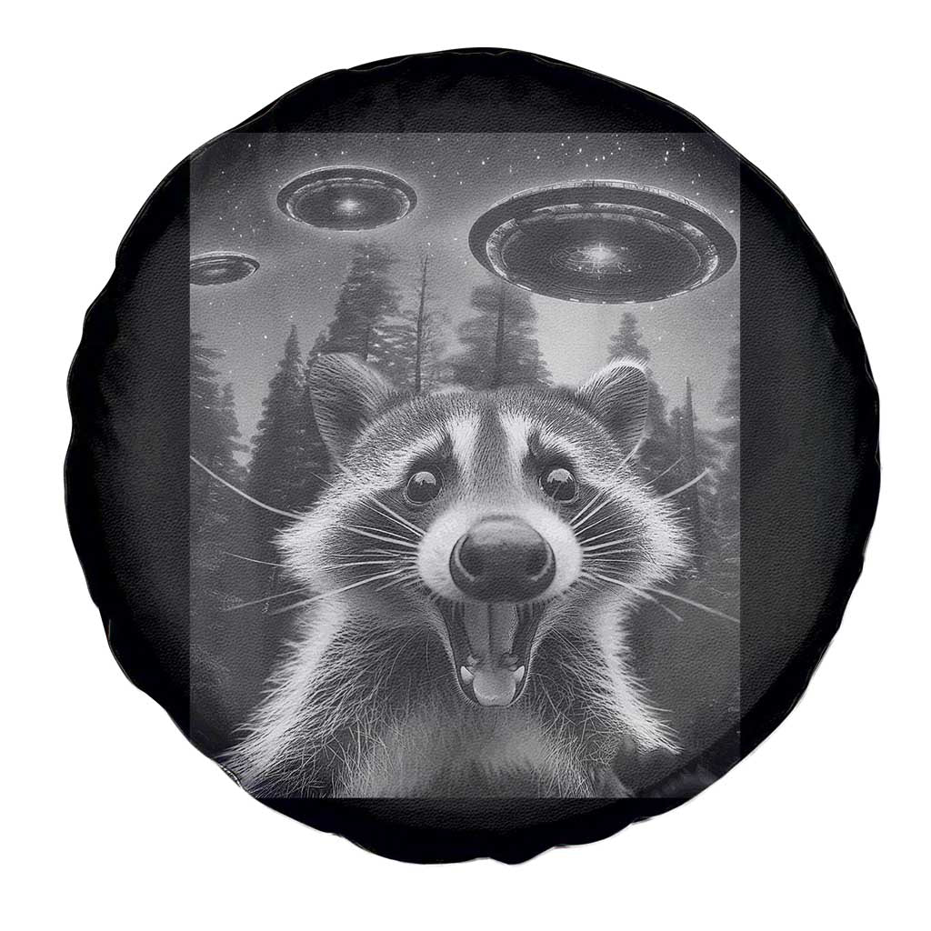 Racoon Meme Spare Tire Cover Selfie With Alien UFO - Wonder Print Shop