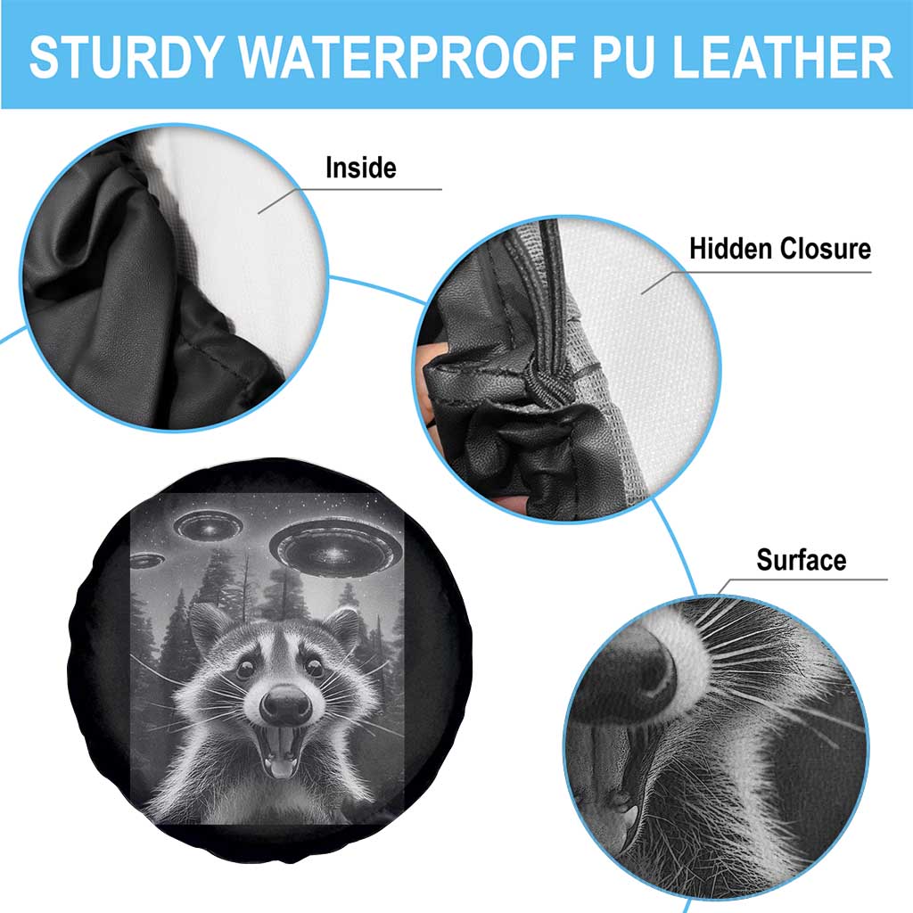 Racoon Meme Spare Tire Cover Selfie With Alien UFO - Wonder Print Shop