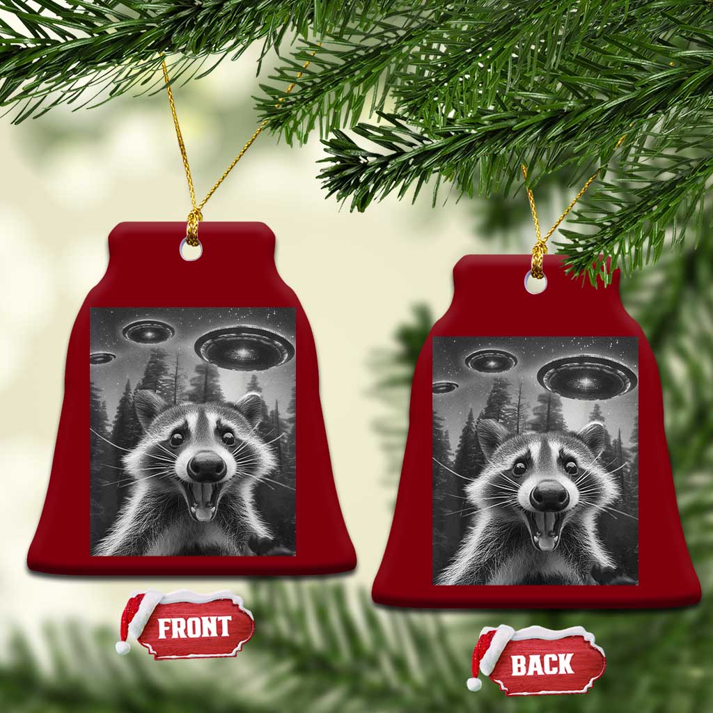 Racoon Meme Ceramic Ornament Selfie With Alien UFO - Wonder Print Shop